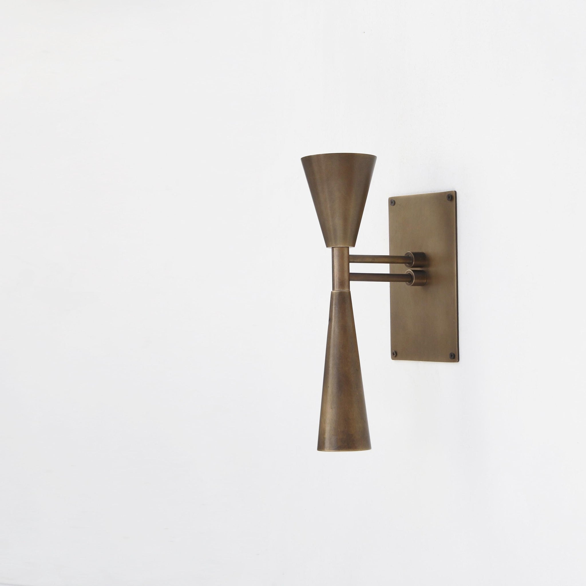 Two-Light Slim Brass Double-Cone Wall Sconce