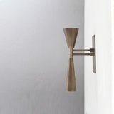 Two-Light Slim Brass Double-Cone Wall Sconce