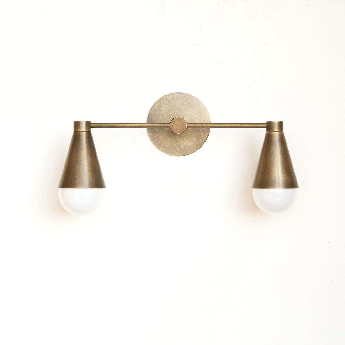 Two-Light Slim Cone Wall Sconce with Exposed Bulbs