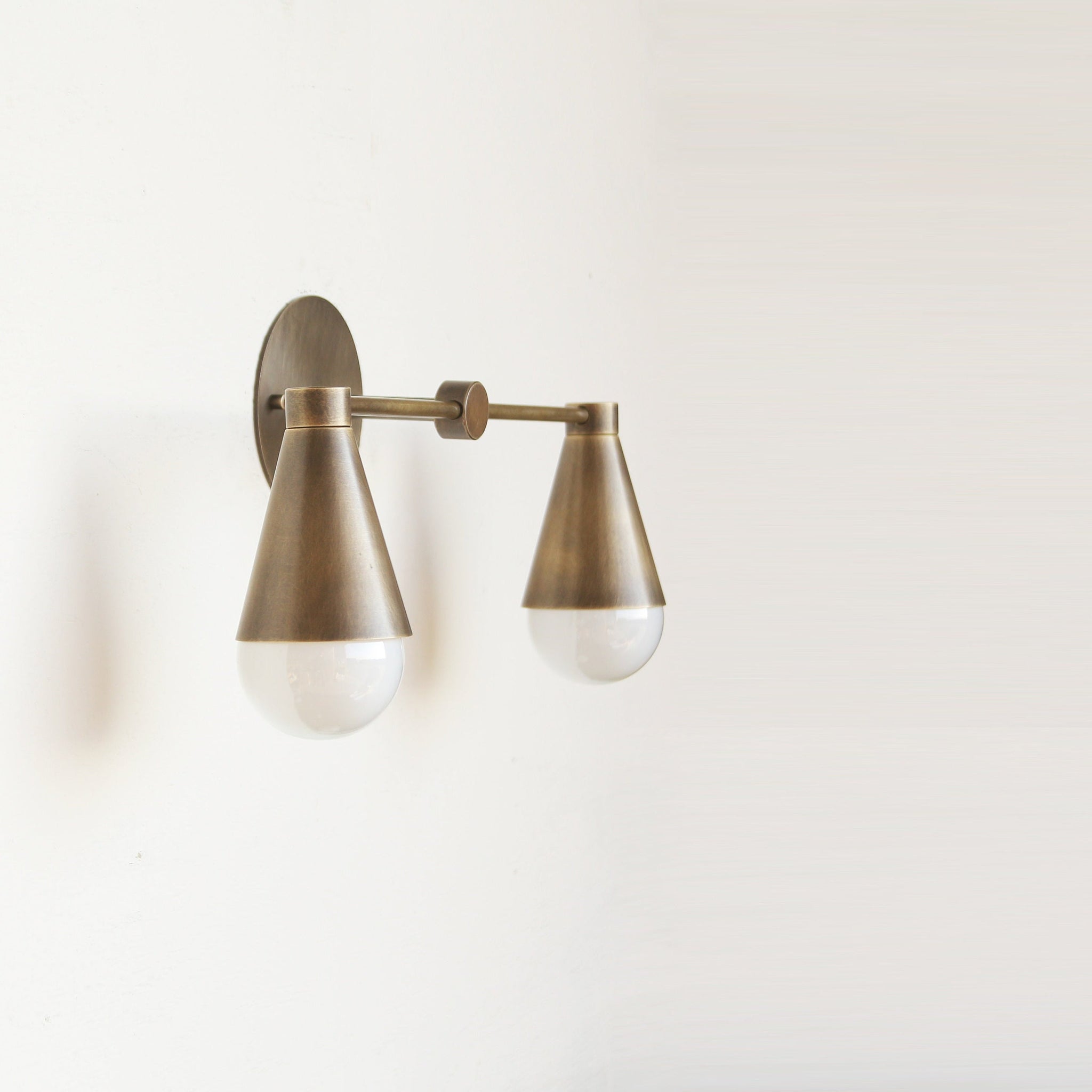 Two-Light Slim Cone Wall Sconce with Exposed Bulbs