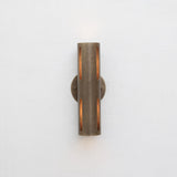 Two-Light Slotted Brass Cylinder Wall Sconce