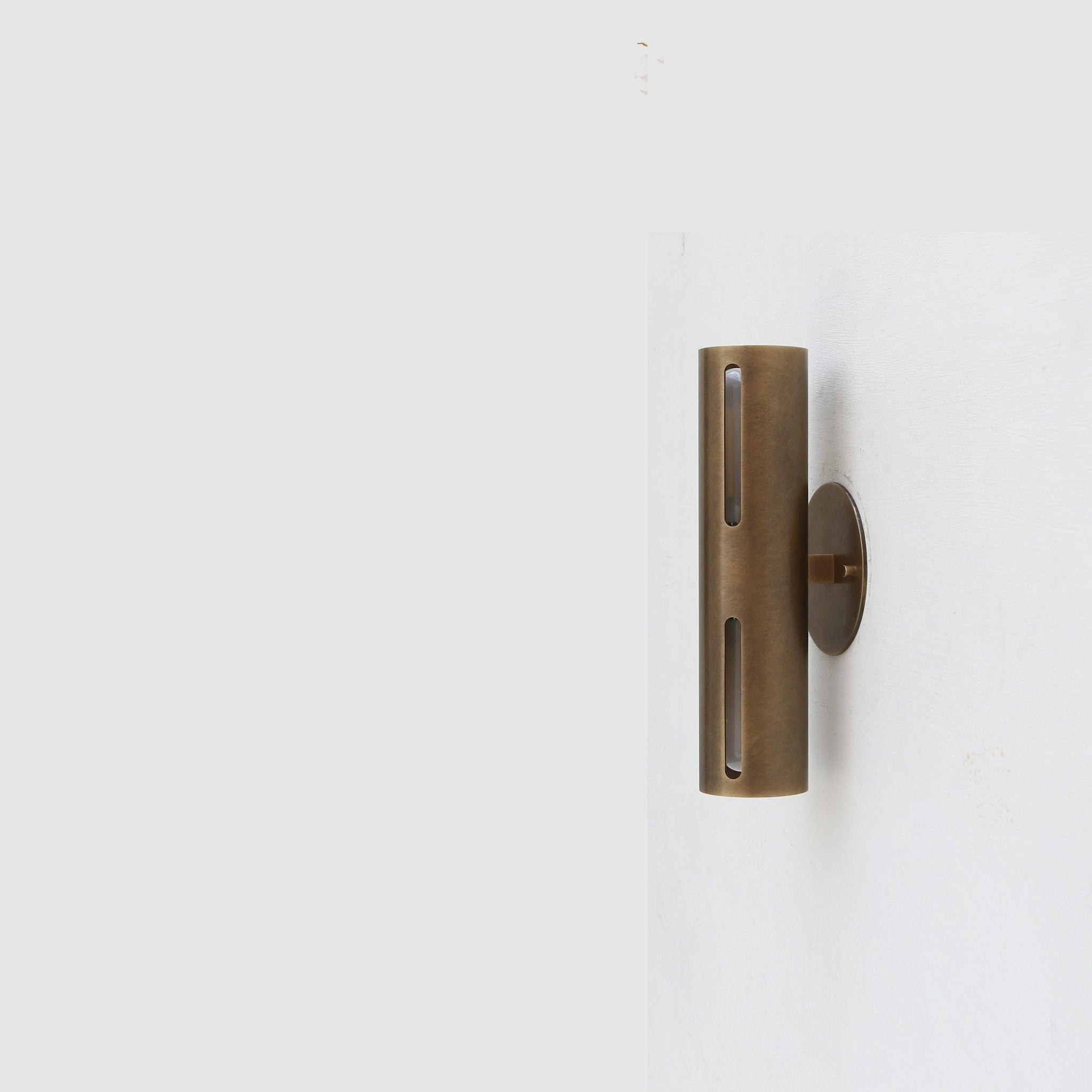 Two-Light Slotted Brass Cylinder Wall Sconce
