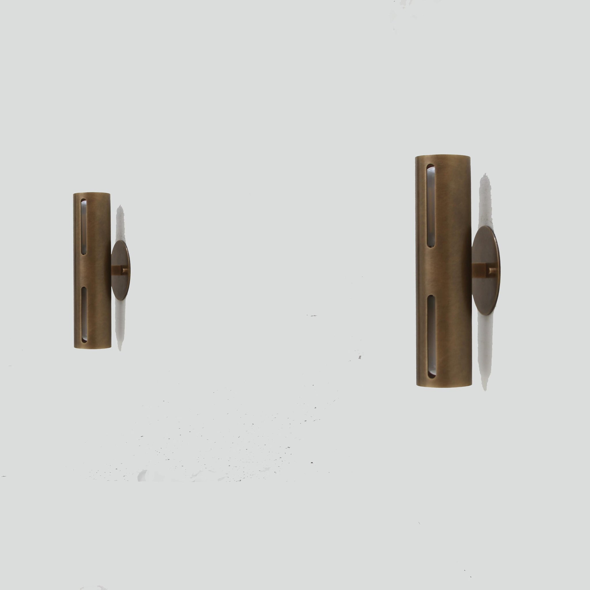 Two-Light Slotted Brass Cylinder Wall Sconce