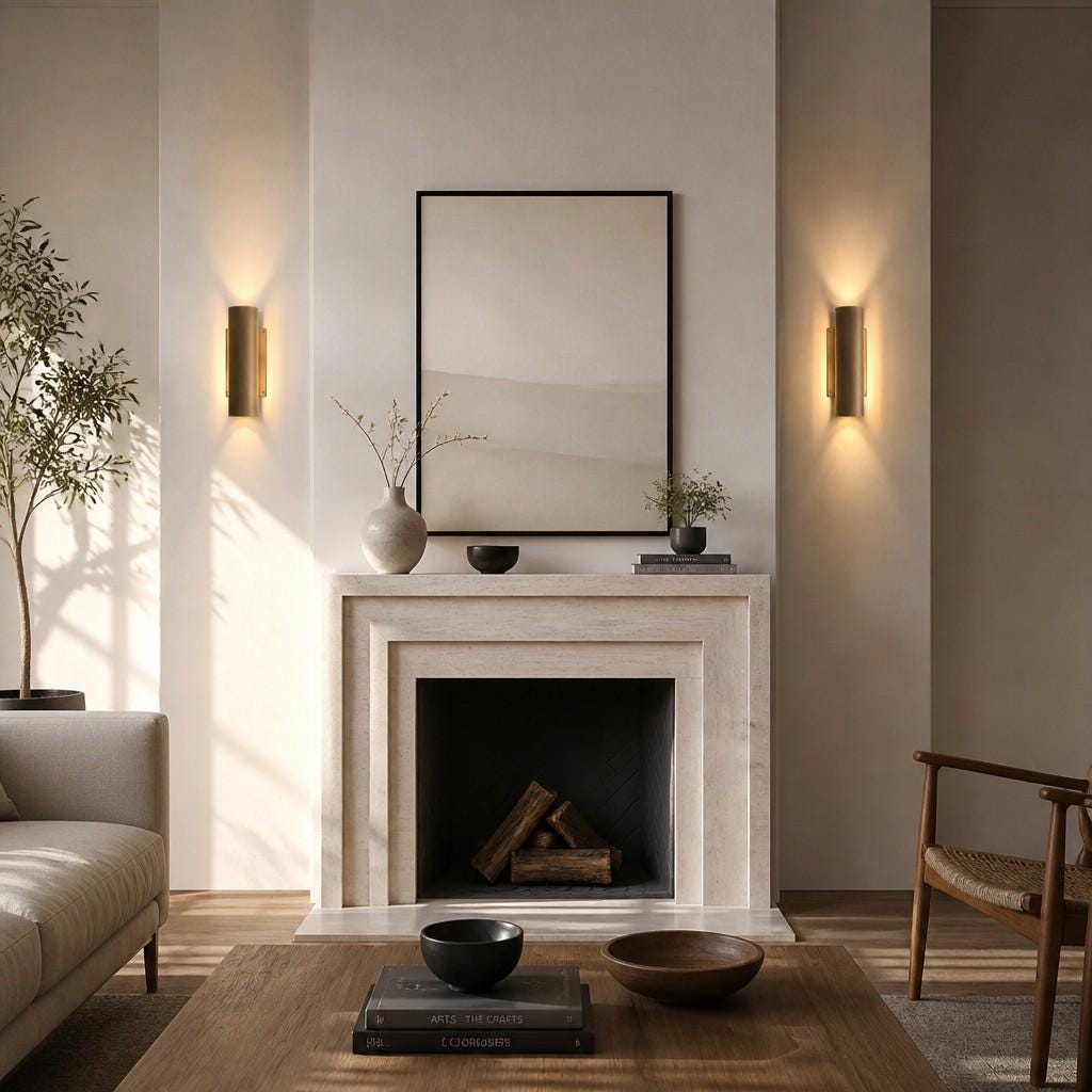Two-Light Slotted Brass Cylinder Wall Sconce with Cast Square Backplate