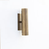 Two-Light Slotted Brass Cylinder Wall Sconce with Cast Square Backplate