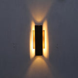 Two-Light Slotted Brass Cylinder Wall Sconce with Cast Square Backplate