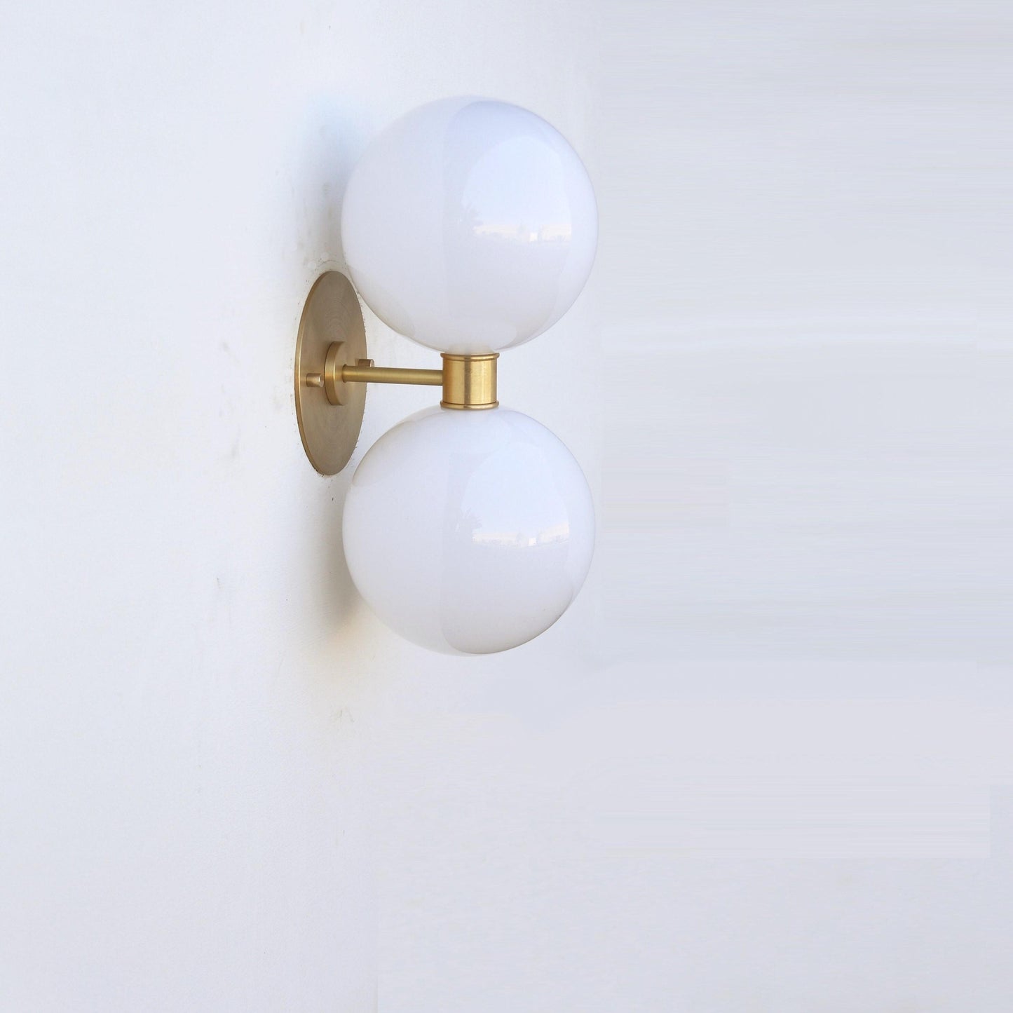 Two-Light Stacked Opal Globe Vanity Sconce