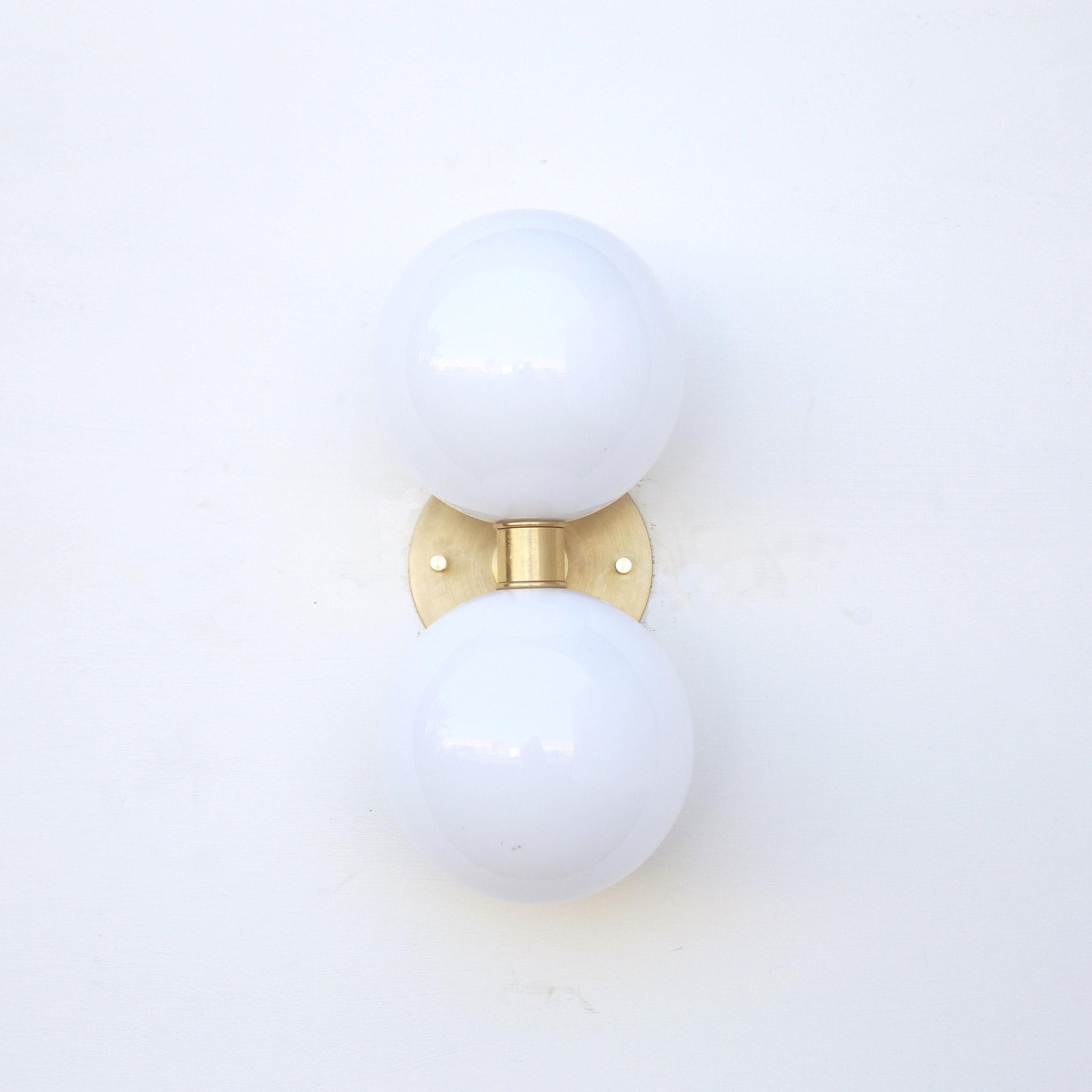 Two-Light Stacked Opal Globe Vanity Sconce