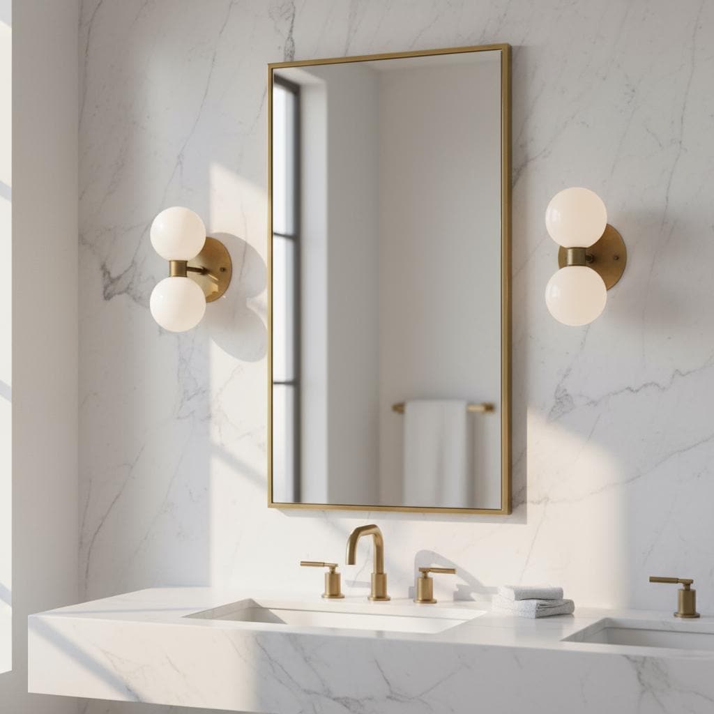 Two-Light Stacked Opal Globe Vanity Sconce