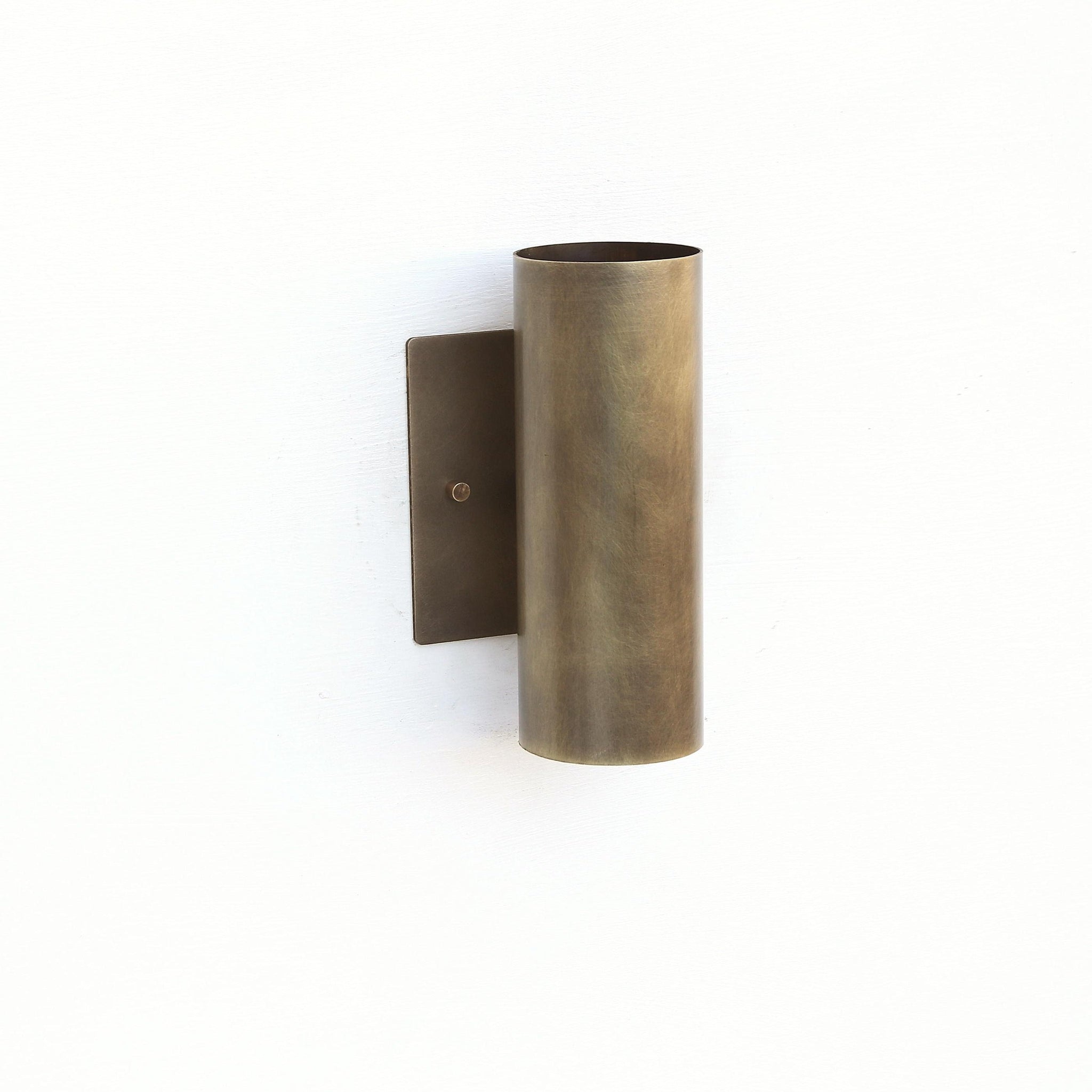Two-Light Up and Down Brass Cylinder Wall Sconce