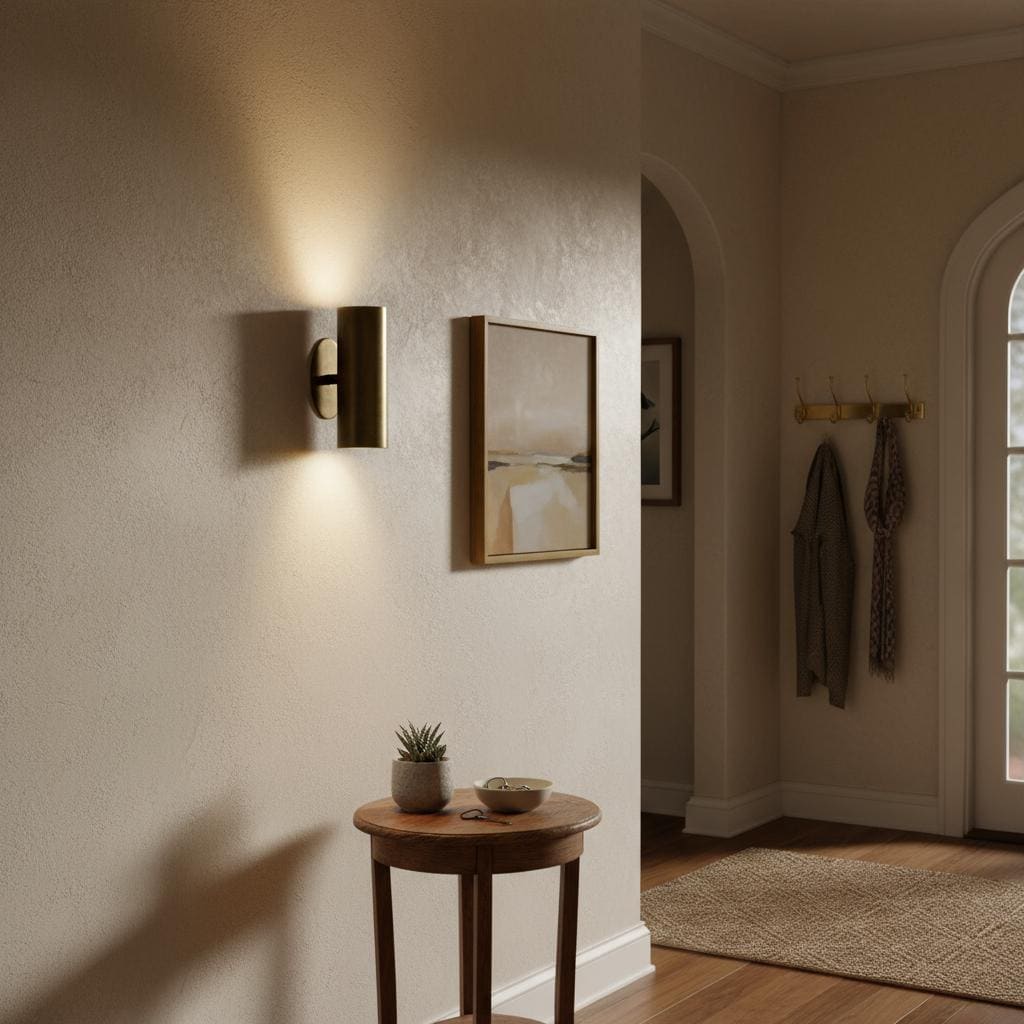 Two-Light Up and Down Brass Cylinder Wall Sconce