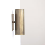 Two-Light Up and Down Brass Cylinder Wall Sconce
