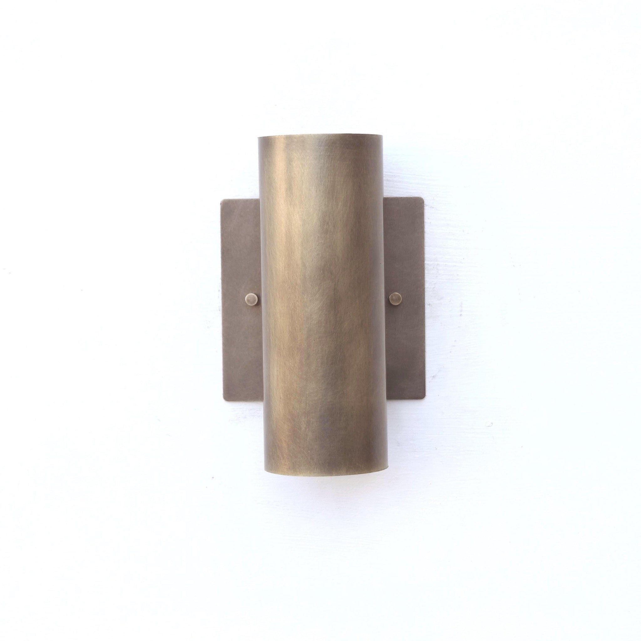 Two-Light Up and Down Brass Cylinder Wall Sconce