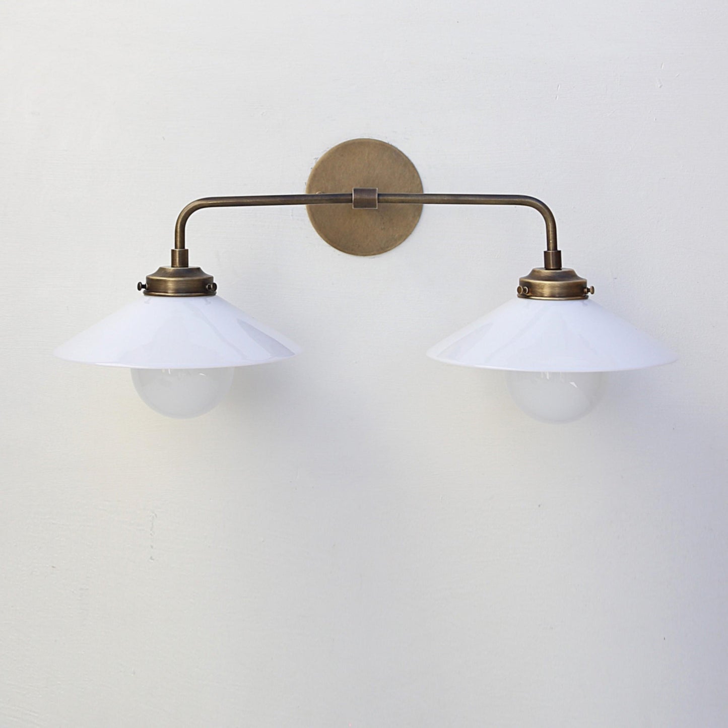 Two-Light Vanity Wall Sconce with 9-Inch Opal Glass Shades