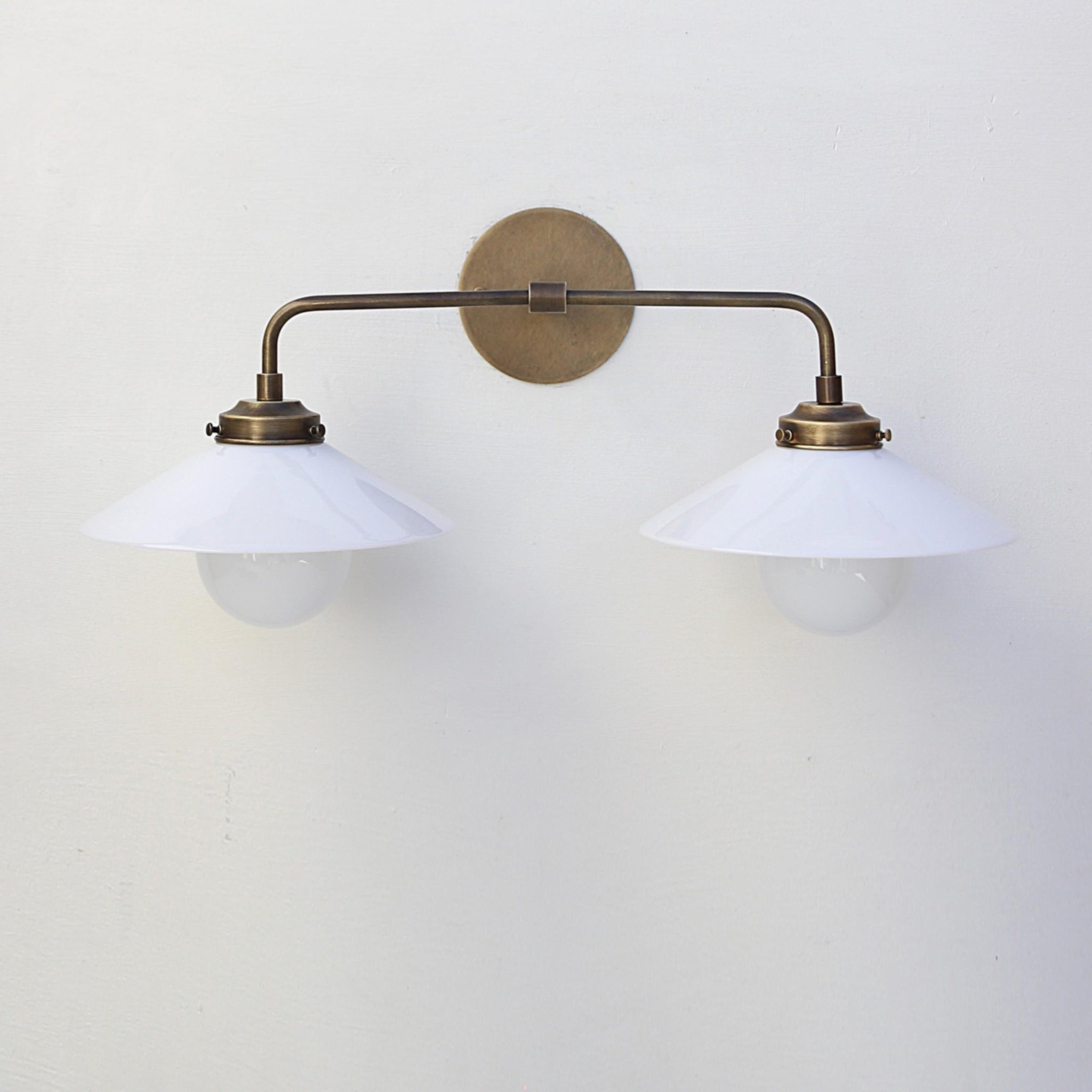 Two-Light Vanity Wall Sconce with 9-Inch Opal Glass Shades