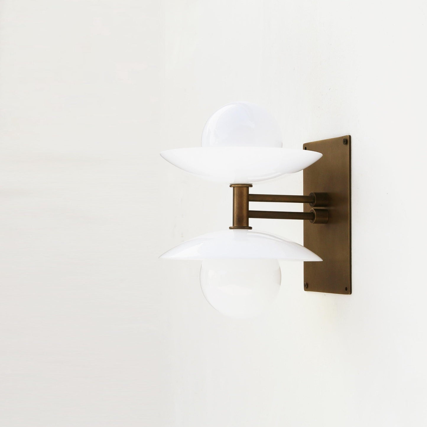 Two-Light Wall Sconce with Stacked Opal Glass Cone Shades