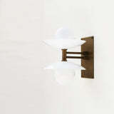 Two-Light Wall Sconce with Stacked Opal Glass Cone Shades
