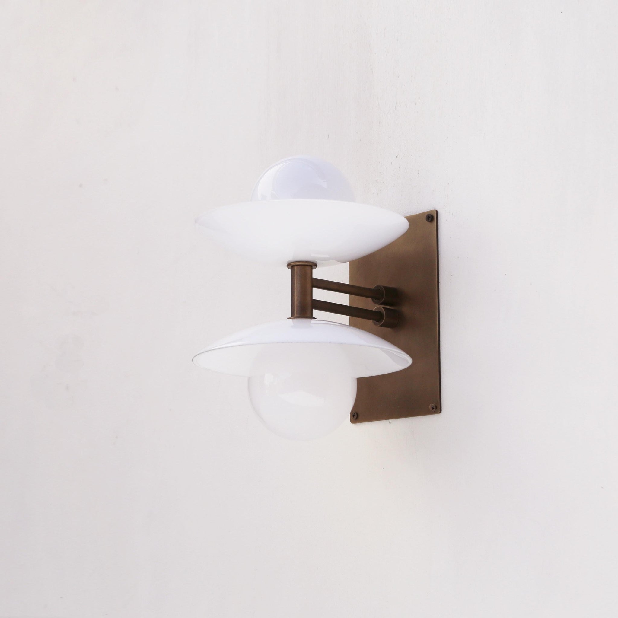 Two-Light Wall Sconce with Stacked Opal Glass Cone Shades