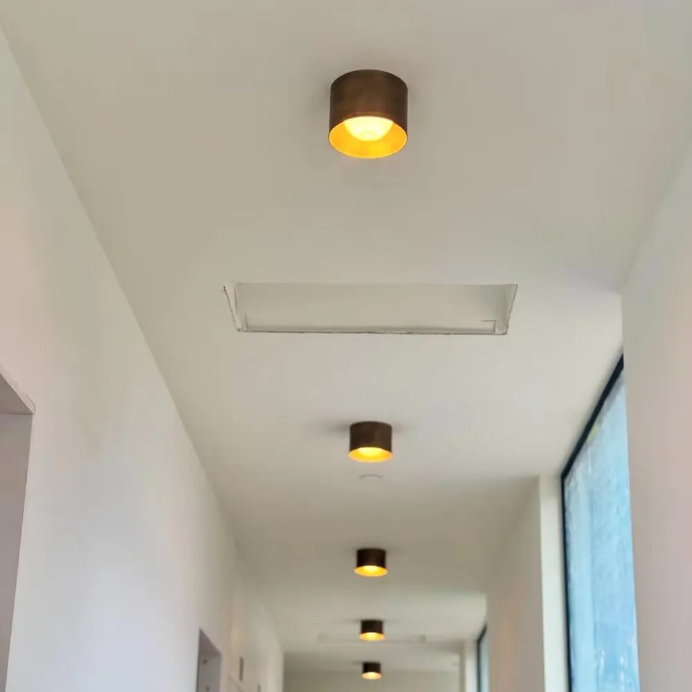 Vintage Brass Ceiling Spotlight, Simple Milky Glass Shade