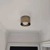 Vintage Brass Ceiling Spotlight, Simple Milky Glass Shade