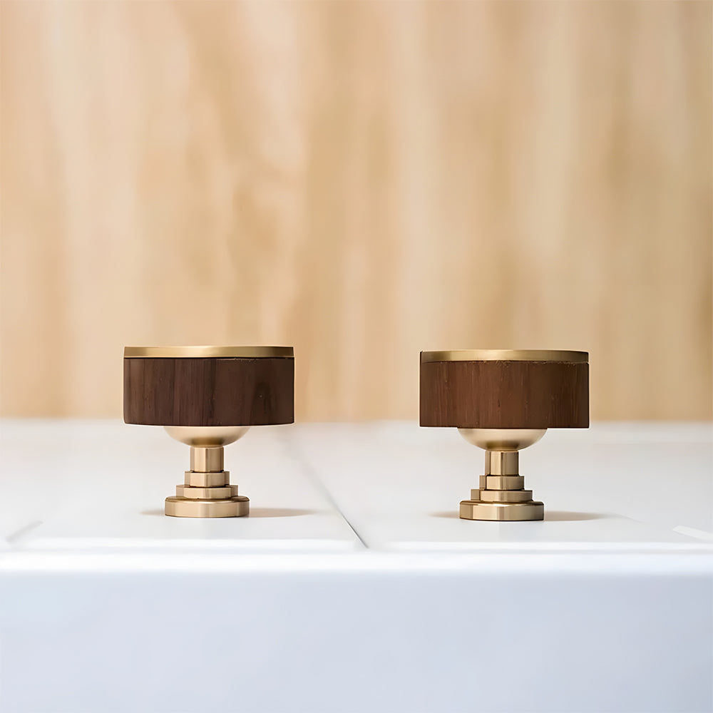 High-end Walnut Wood Brass Cabinet Knob