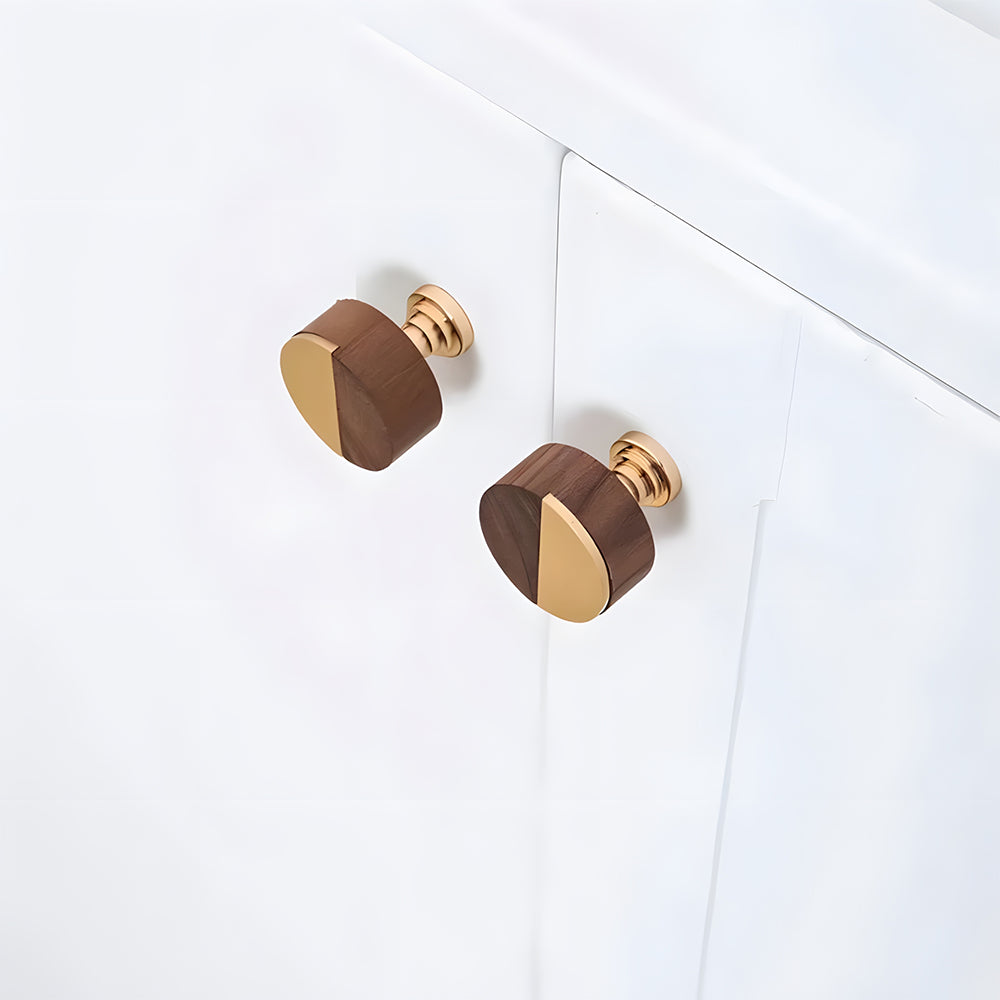 High-end Walnut Wood Brass Cabinet Knob