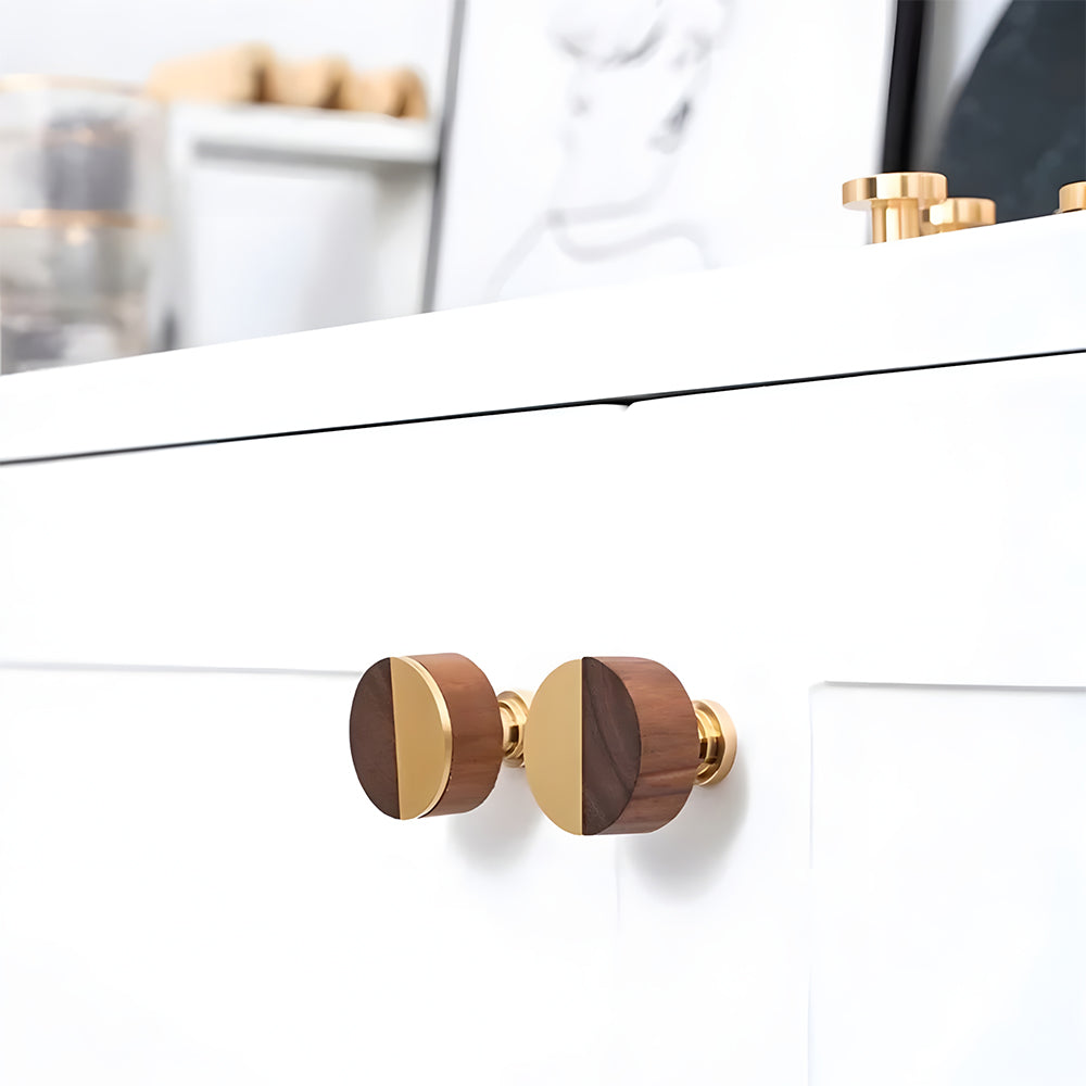 High-end Walnut Wood Brass Cabinet Knob