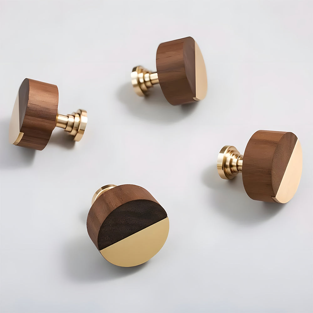High-end Walnut Wood Brass Cabinet Knob