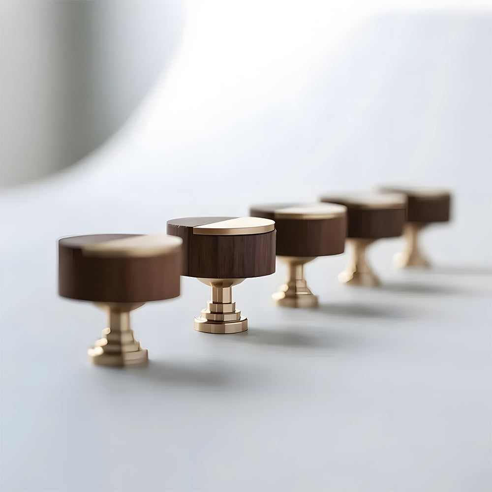 High-end Walnut Wood Brass Cabinet Knob