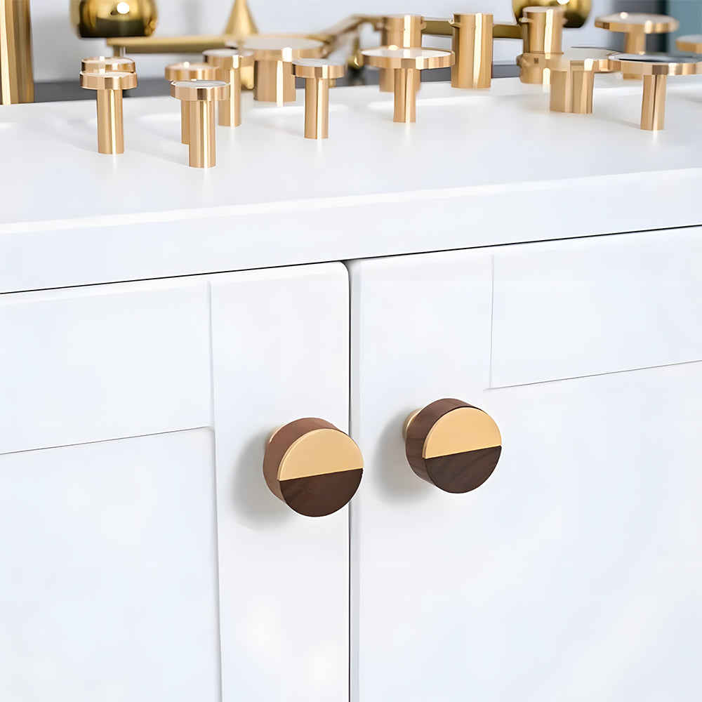 High-end Walnut Wood Brass Cabinet Knob