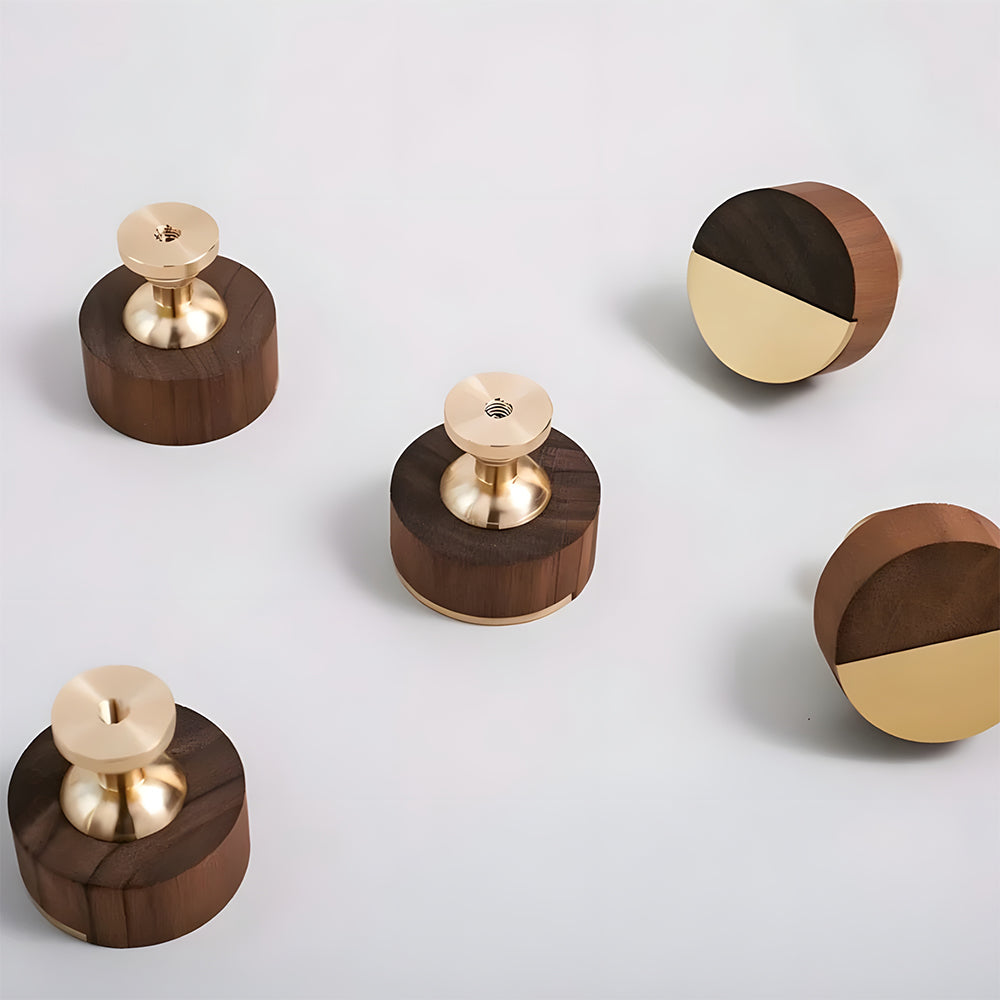 High-end Walnut Wood Brass Cabinet Knob