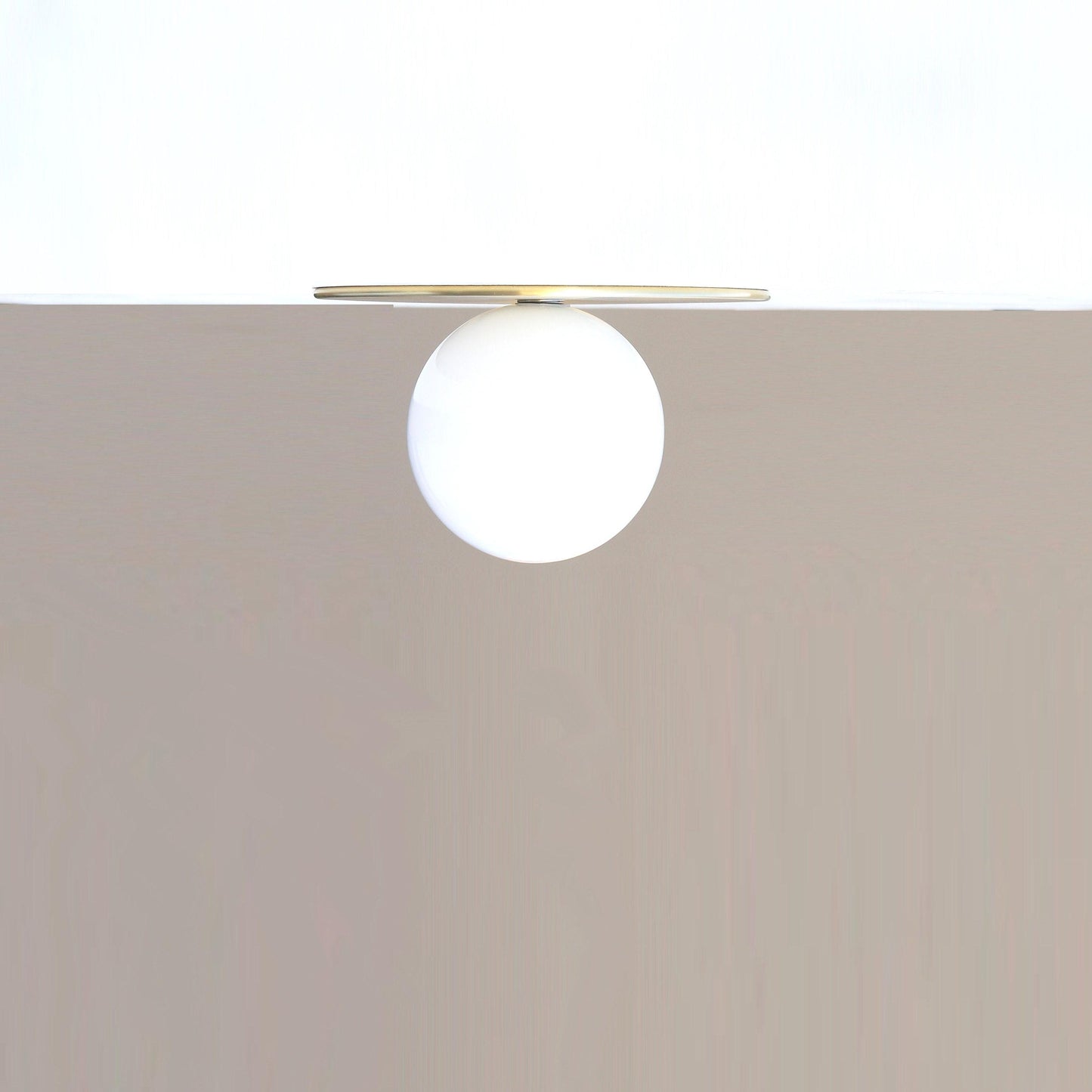 Wide Brass Disc Flush Mount with Opal Globe