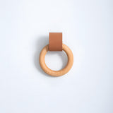 Wood Colorful Ring Leather Wardrobe Drawer Knobs