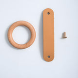 Wood Colorful Ring Leather Wardrobe Drawer Knobs
