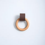 Wood Colorful Ring Leather Wardrobe Drawer Knobs