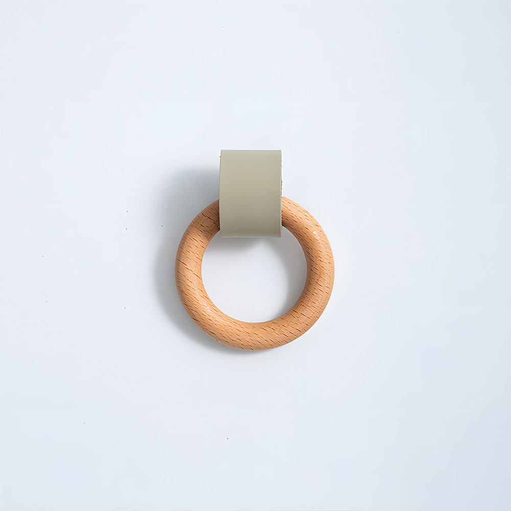 Wood Colorful Ring Leather Wardrobe Drawer Knobs